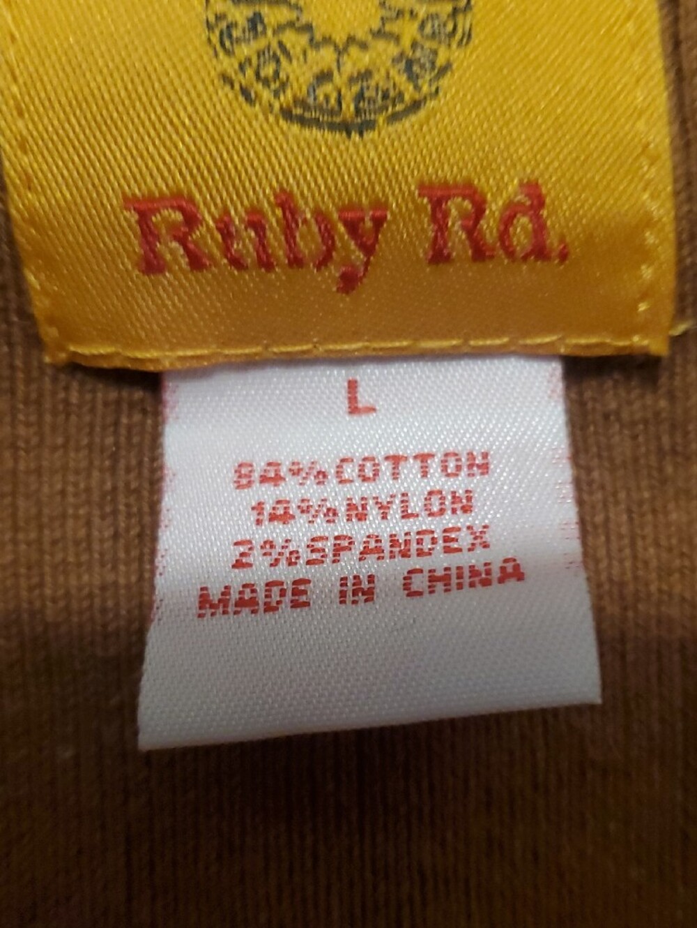 Ruby Rd. Rust Brown Studded V-Neck Long Sleeve Top - Picture 2 of 2